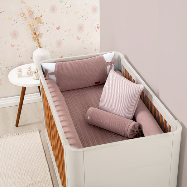 Kit de Berço Tricot 06 Peças Analu Rosa Velho