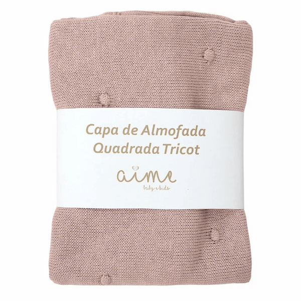 Capa de Almofada Decorativa Quadrada Tricot Algodão Bubbles Rosa Velho