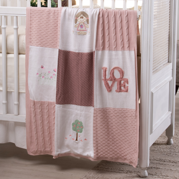 Manta Sensorial para Bebê Tricot Algodão Rosa