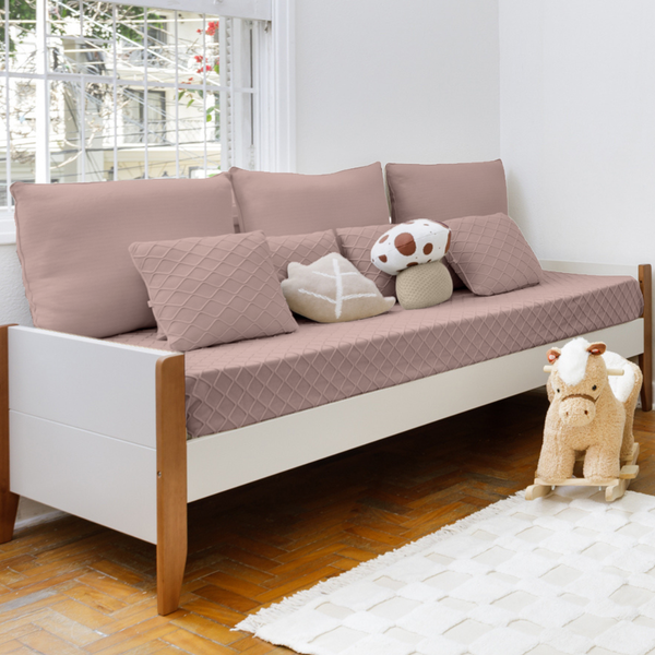 Kit Cama Auxiliar 08 peças Tricot Algodão Cozy Cottage Rosa Velho