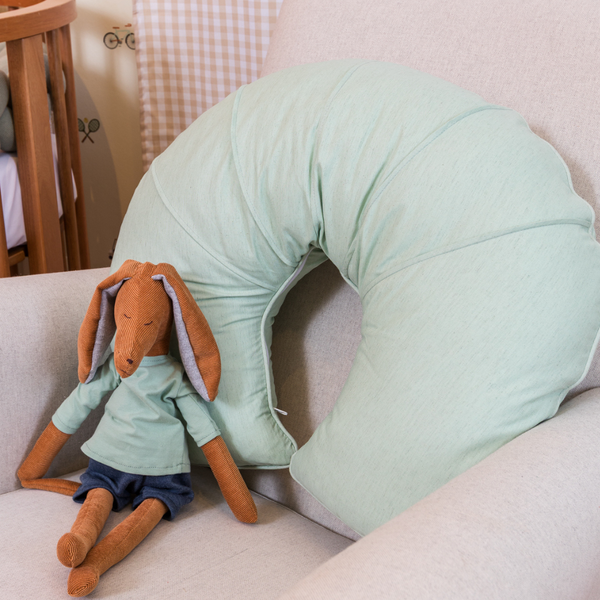 Almofada de Amamentação Verde 100% Algodão Linho  - Coleção Classic Poesia