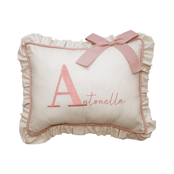 Almofada Decorativa Linho Personalizada Rosa Velho (Escolha o nome de seu bebê)