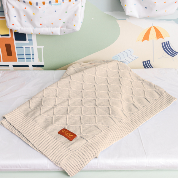 Manta Para Bebê Tricot Algodão Cozy Cottage Almond Milk