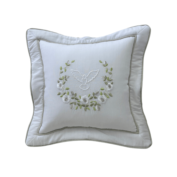 Almofada Decorativa Espírito Santo Bordada - Visco linho branco