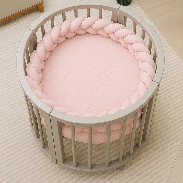 Trança Protetora De Mini Berço Tricot Algodão Rosa Ballerina