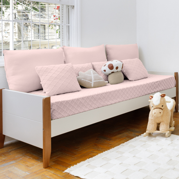 Kit Cama Auxiliar 08 peças Tricot Algodão Cozy Cottage Rosa Ballerina