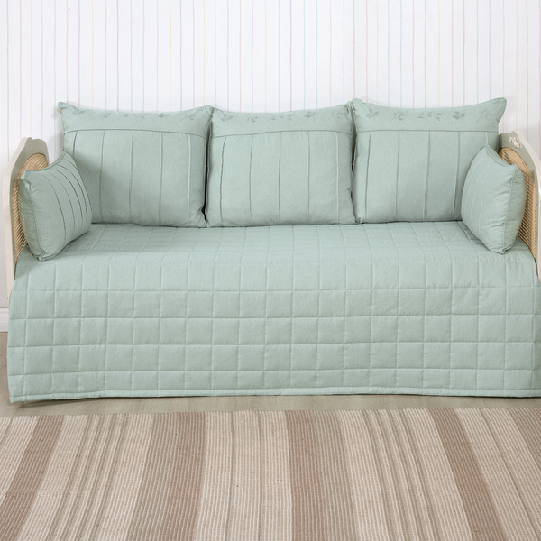 Kit Cama Auxiliar 06 Peças Linho Algodão Poesia - Verde