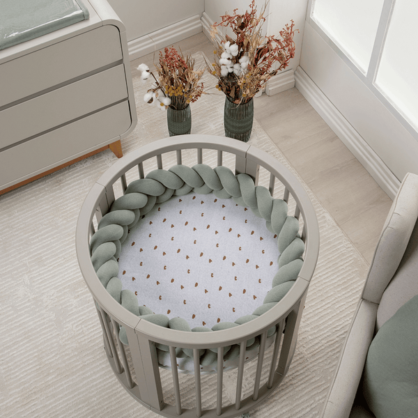 Trança Protetora De Mini Berço Tricot Algodão Verde Oliva (2,22 m x 14 cm)