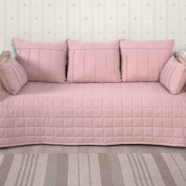 Kit Cama Auxiliar 06 Peças Linho Algodão Poesia - Rosê