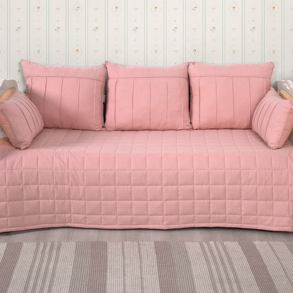 Kit Cama Auxiliar 06 Peças Linho Algodão Poesia - Rosê