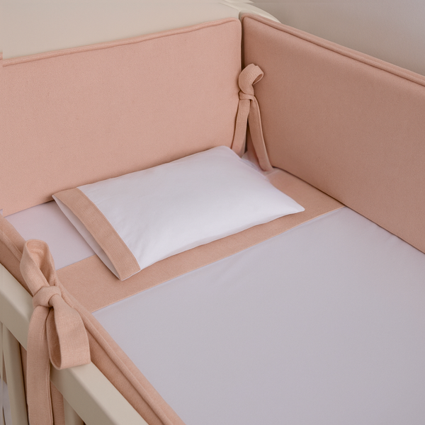 Lençol de Berço Coleção Linho Poesia - 03 peças Linho Rosê