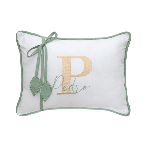 Almofada Decorativa Percal Personalizada Verde Erva Doce (Escolha o nome de seu bebê)