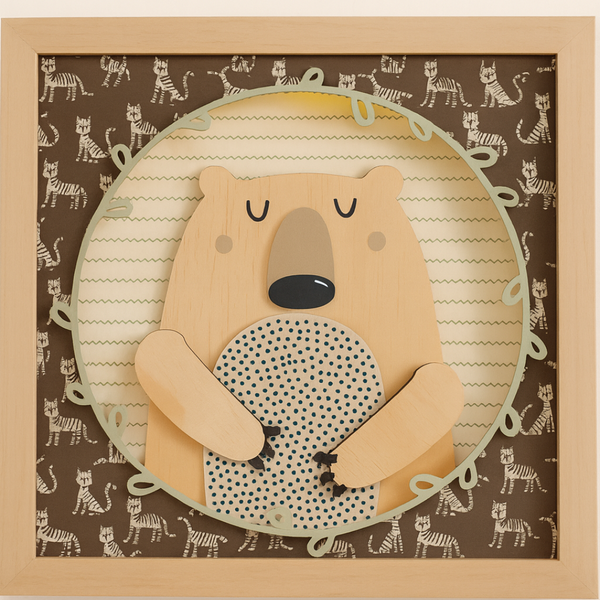 Quadro Decorativo de Luz Aconchego do Ursinho - Abraço da Savana