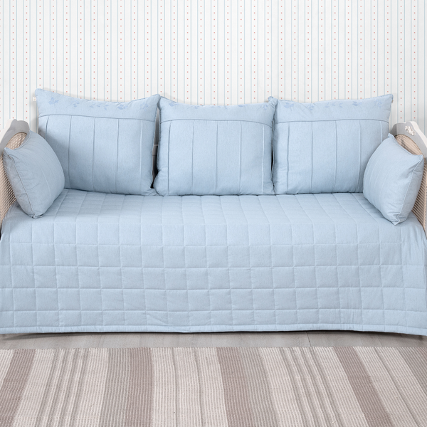 Kit Cama Auxiliar 06 Peças Linho Algodão Poesia - Azul