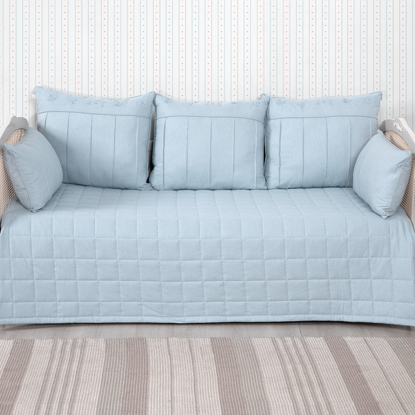 Kit Cama Auxiliar 06 Peças Linho Algodão Poesia - Azul