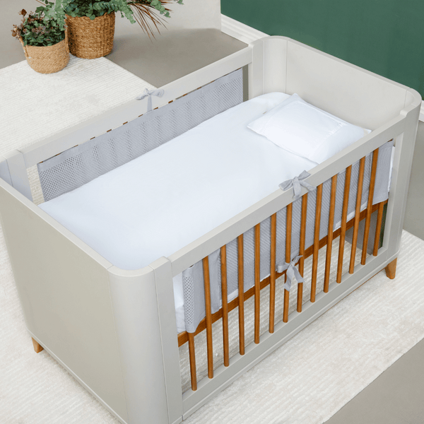 Tela Respirável Flow para Grade de Berço  - 2 Lados Tricot Algodão Cinza