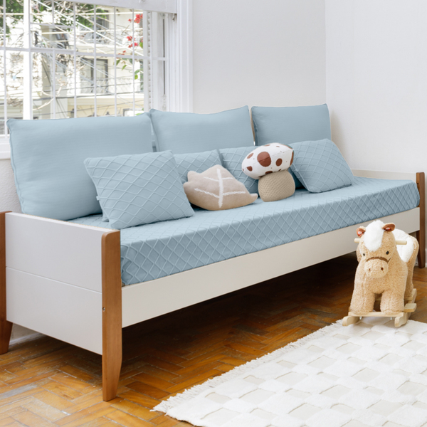 Kit Cama Auxiliar 08 peças Tricot Algodão Cozy Cottage Azul Delicate