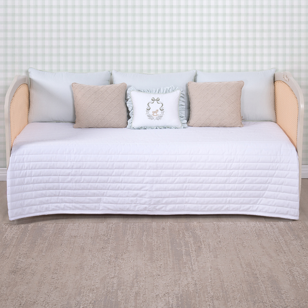 Kit Cama Auxiliar Algodão Pima – Enxoval 05 Peças Bordado e Acolhedor Verde