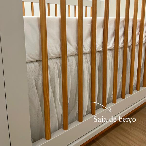 Saia de Berço Tule Creme 2 Lados - Jardim da Mamãe