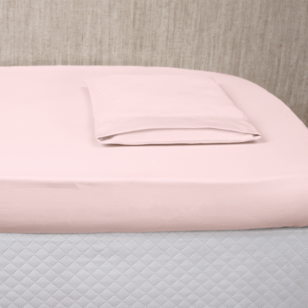 Jogo de Lençol de Berço 02 Peças Algodão Percal 300 Fios Rosê