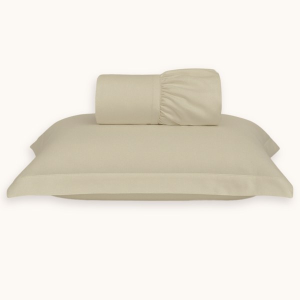 Jogo de Lençol 02 Peças Solteiro Algodão Percal 300 Fios  Basic Caqui