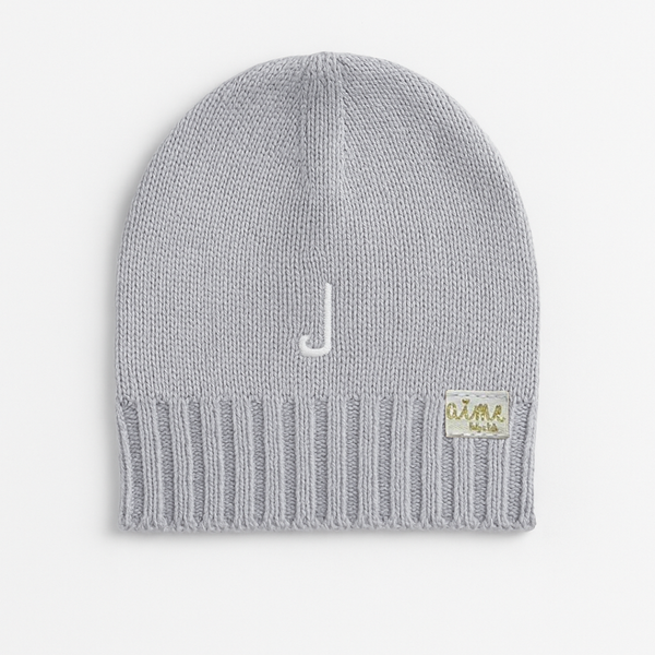 Touca Personalizável para Bebê com Inicial Bordada em Tricot Sustentável 100% Algodão