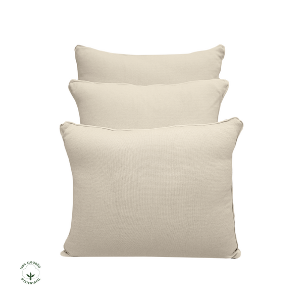 Trio de Almofadas Para Cama Auxiliar Tricot Algodão Almond Milk