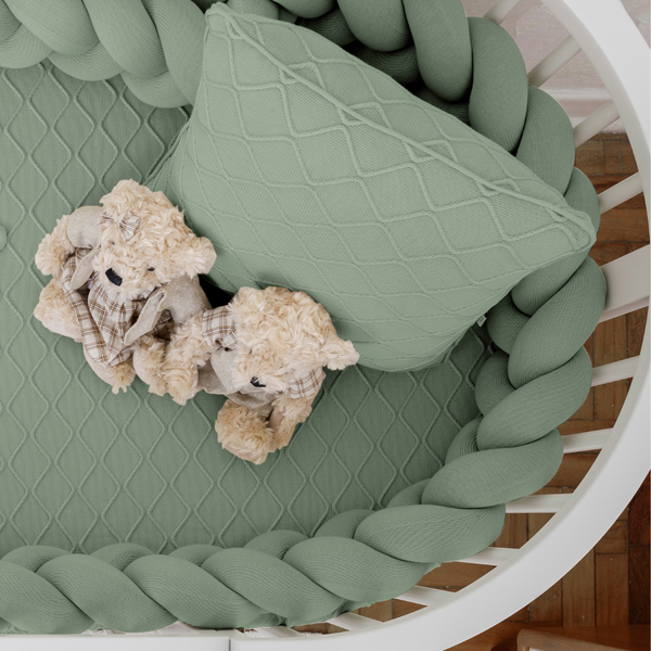 Kit de Berço Tricot 03 Peças Cozy Cottage Verde Oliva