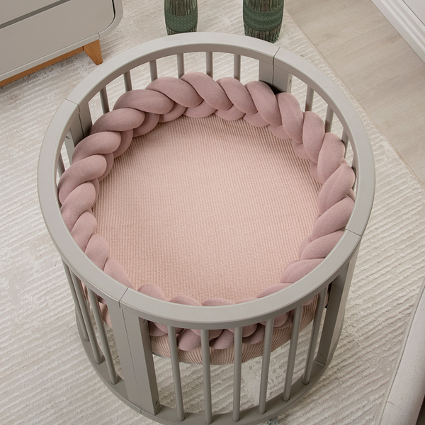 Trança Protetora De Mini Berço Tricot Algodão Rosa Velho (2,22 m x 14 cm)