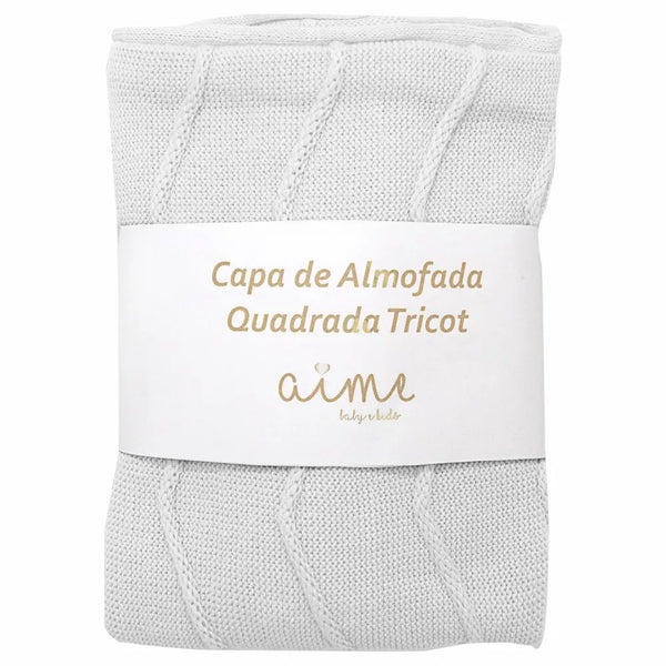 Capa de Almofada Decorativa Quadrada Tricot Algodão Woof Branco