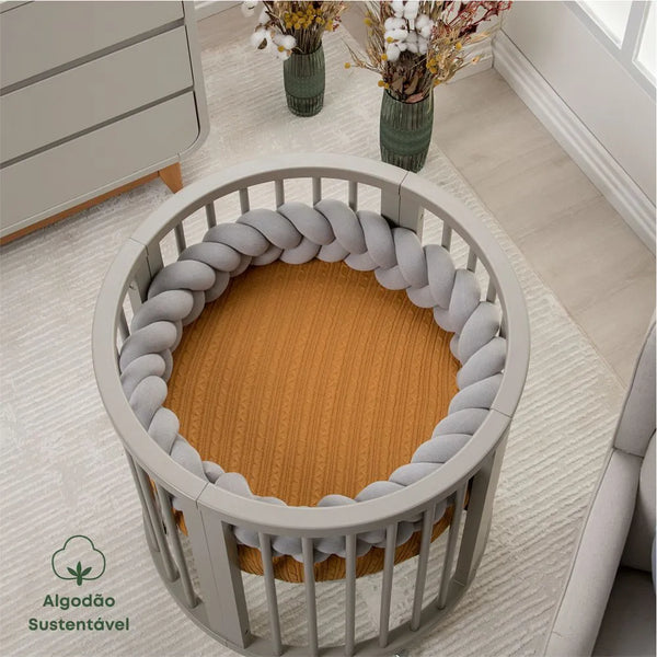 Trança Protetora De Mini Berço Tricot Algodão Cinza